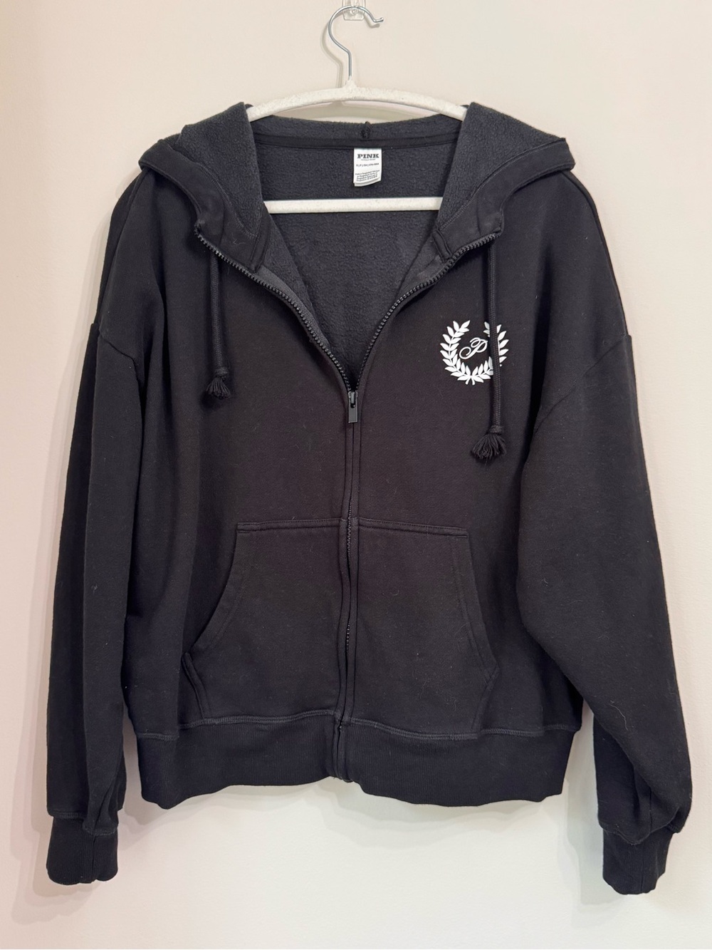 PINK by Victoria’s Secret Black Laurel Logo Zip-Up Hoodie